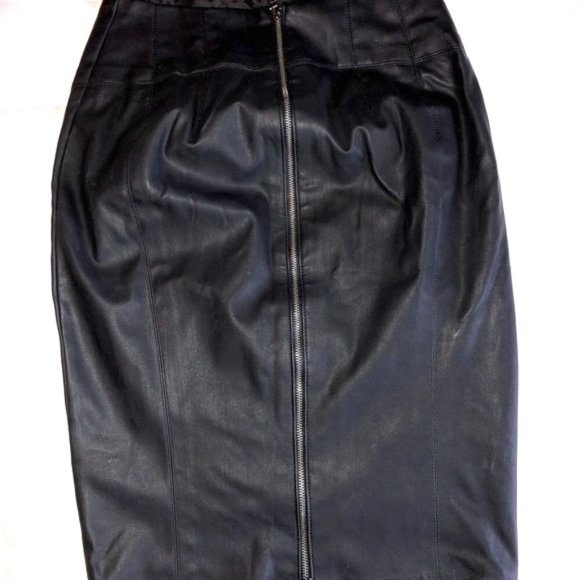 Express | Faux Leather Lined Pencil Skirt w/ Back Zipper | Sz 2 - Picture 3 of 10